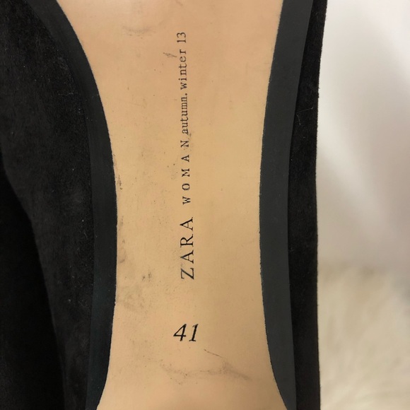 Zara Faux Suede Black Mules with Heels Size 41 - Picture 7 of 7